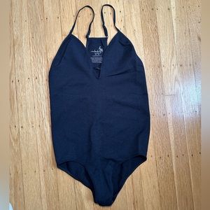 Free People Intimately stretchy black bodysuit with plunging neck detail M/L